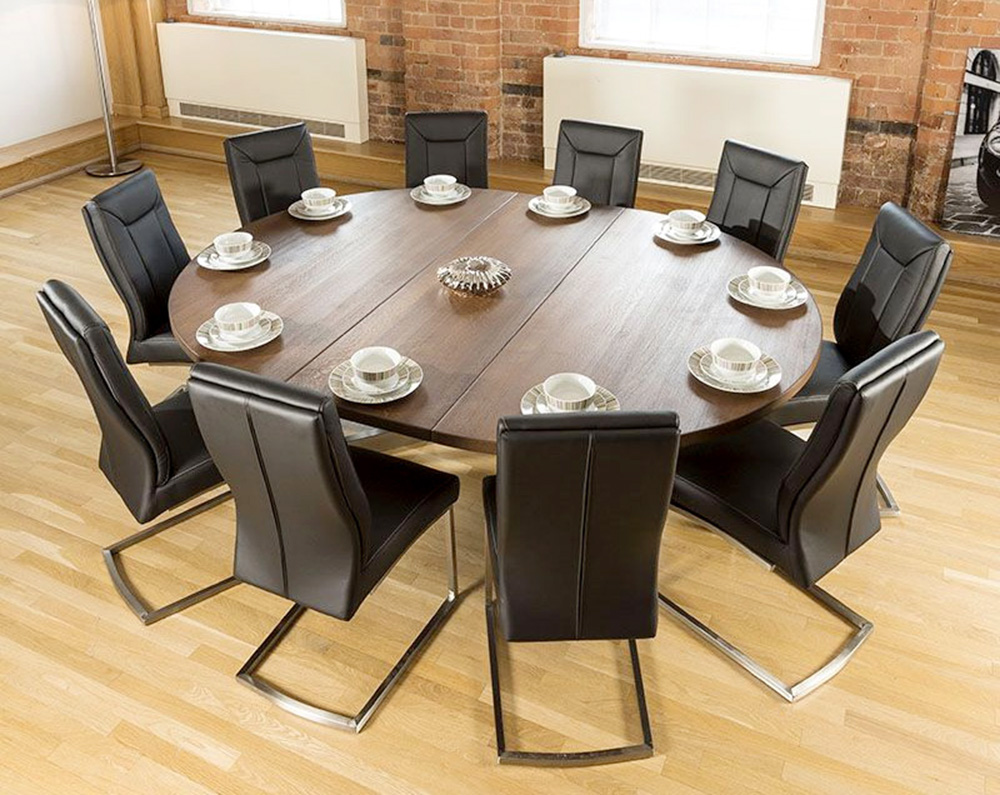 Bộ bàn ăn tròn 10 ghế quỳ bọc da màu đen đẹp - AmiA - Nội thất đẹp ...