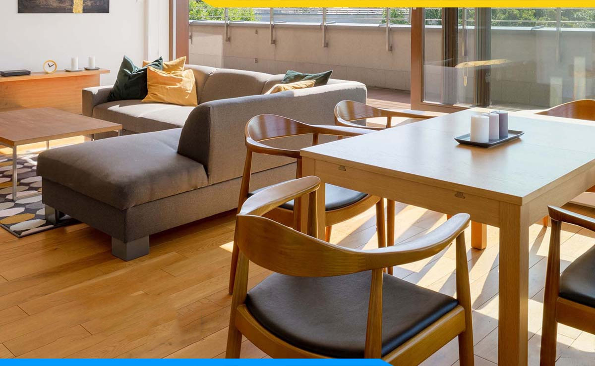 Hình ảnh Bàn ghế ăn vuông 4 chỗ cho không gian phòng khách liền phòng ăn