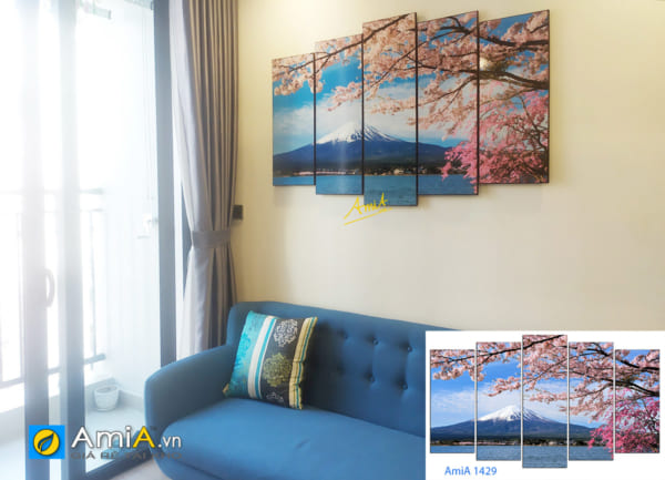 Hình ảnh Bộ tranh phong cảnh Nhật Bản treo tường phòng khách chung cư