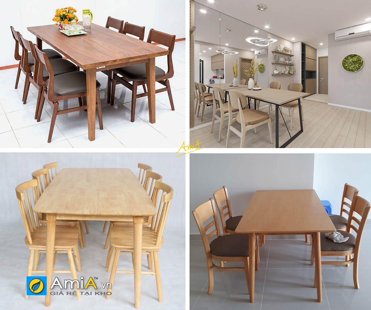 Hình ảnh Các mẫu bàn ghế ăn bằng gỗ đẹp sang trọng cho phòng bếp hiện đại