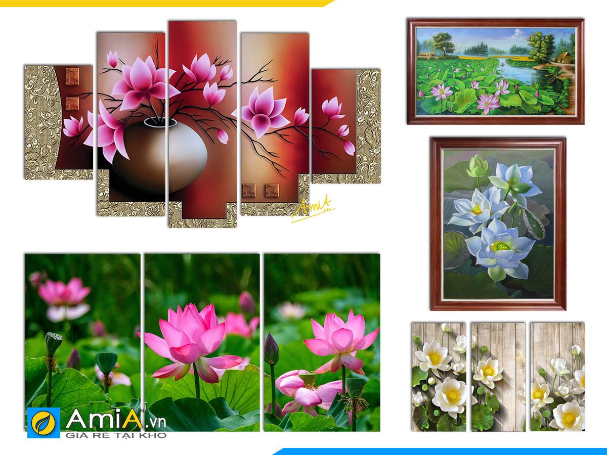 Hình ảnh Các mẫu tranh hoa sen đẹp tại AmiA