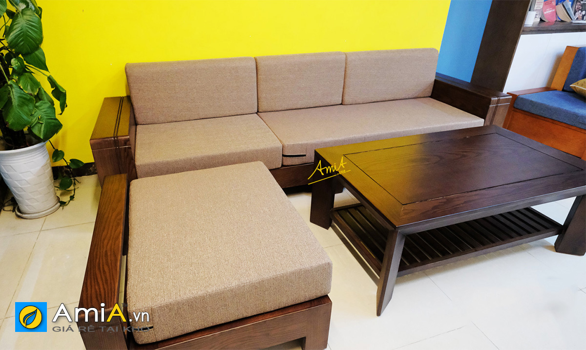 Hình ảnh Ghế sofa gỗ góc chữ L tích hợp đệm đặt làm theo yêu cầu riêng