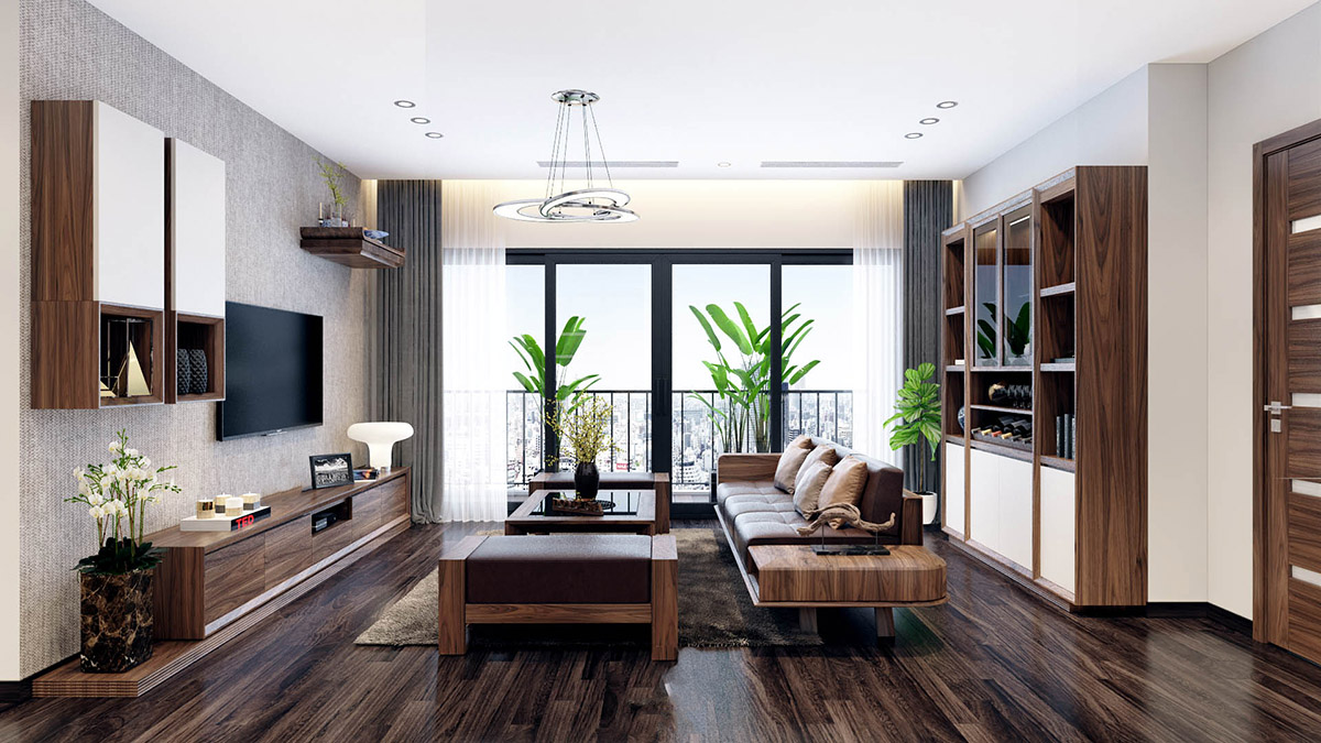 sofa gỗ chung cư