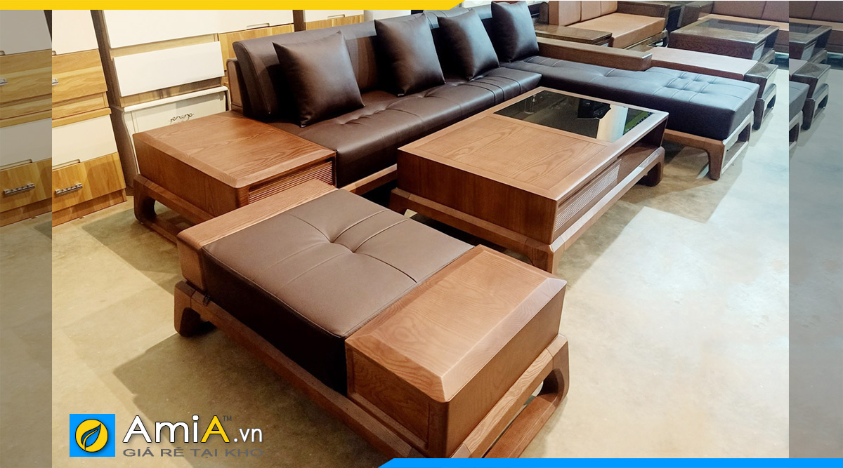 Sofa gỗ theo bộ hiện đại