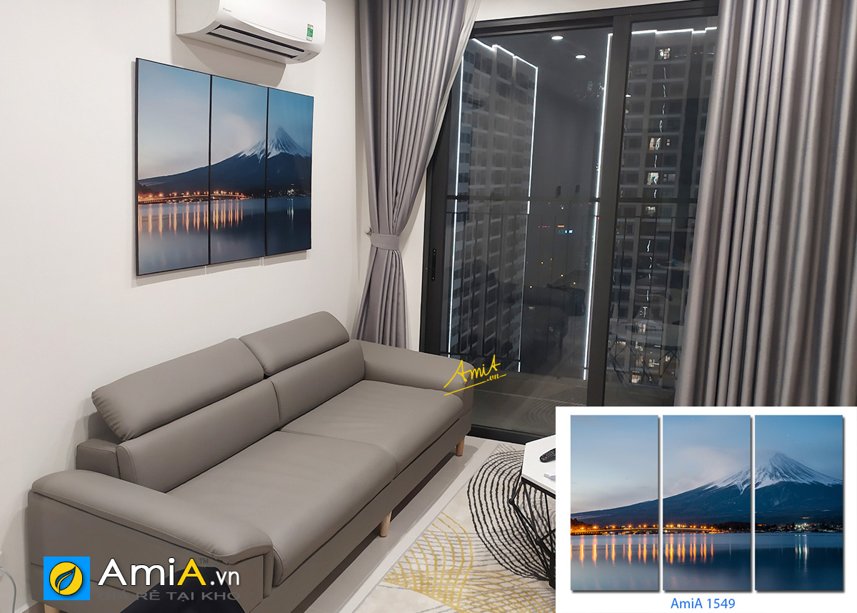 Hình ảnh bức tranh phong cảnh núi phú sỹ đẹp treo tường phòng khách chung cư