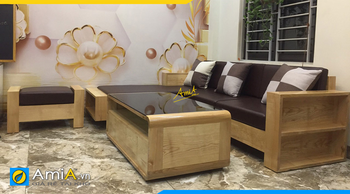 Hình ảnh thực tế sofa gỗ Sồi khách hàng đặt làm tại AmiA giá 16 triệu rưỡi