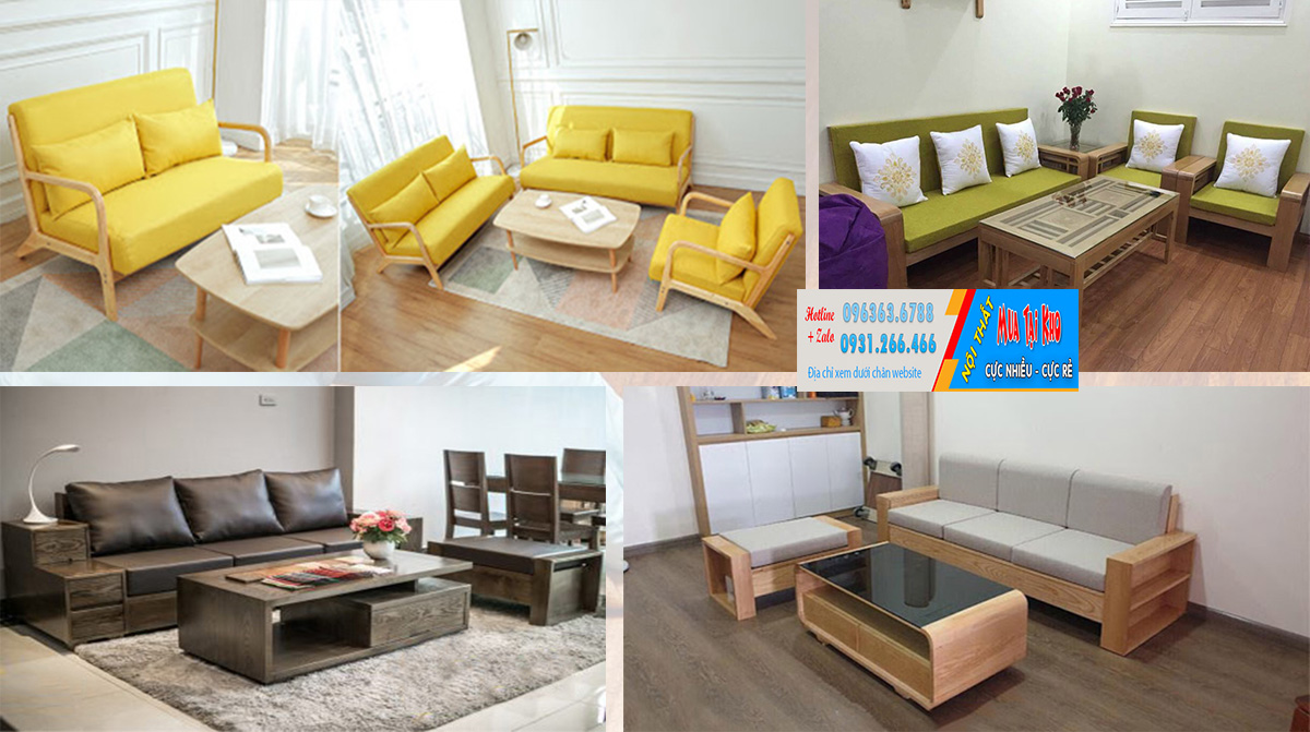 sofa gỗ văng đẹp, hiện đại