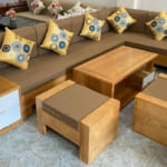 Sofa gỗ góc chữ L hiện đại bắt mắt hợp phong thủy mệnh Thổ