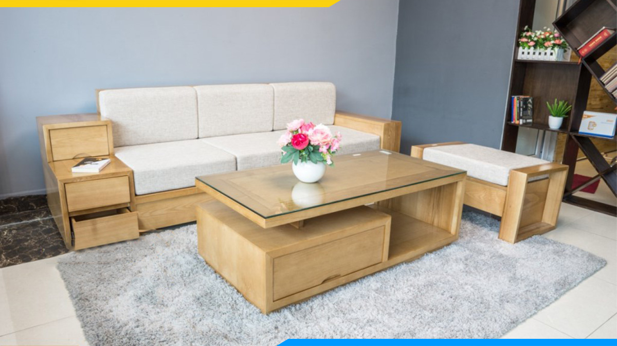 sofa gỗ văng trẻ trung hợp mệnh Kim