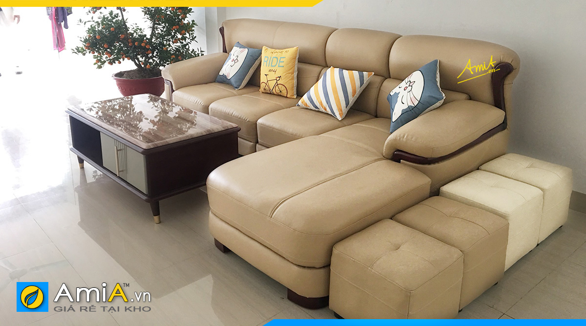 Sofa góc đẹp kê phòng khách nhà phố tại Vạn Phúc- Hà Đông
