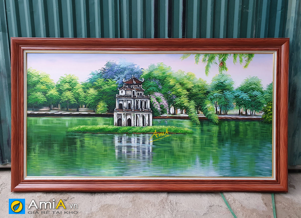 Tranh vẽ sơn dầu Hồ Gươm Hà Nội khổ lớn AmiA TSD 556
