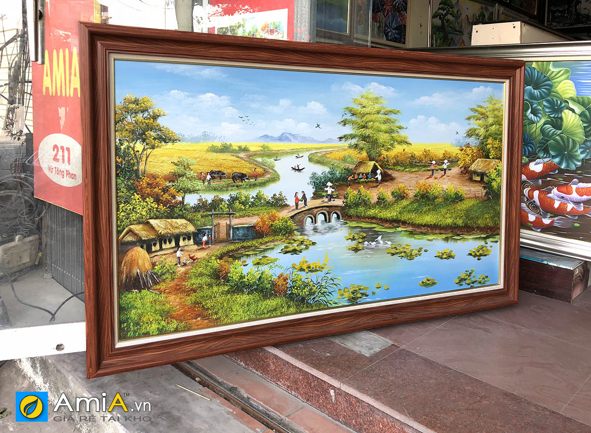 Hình ảnh Tranh làng quê Việt Nam vẽ sơn dầu khổ lớn tại AmiA TSD 555