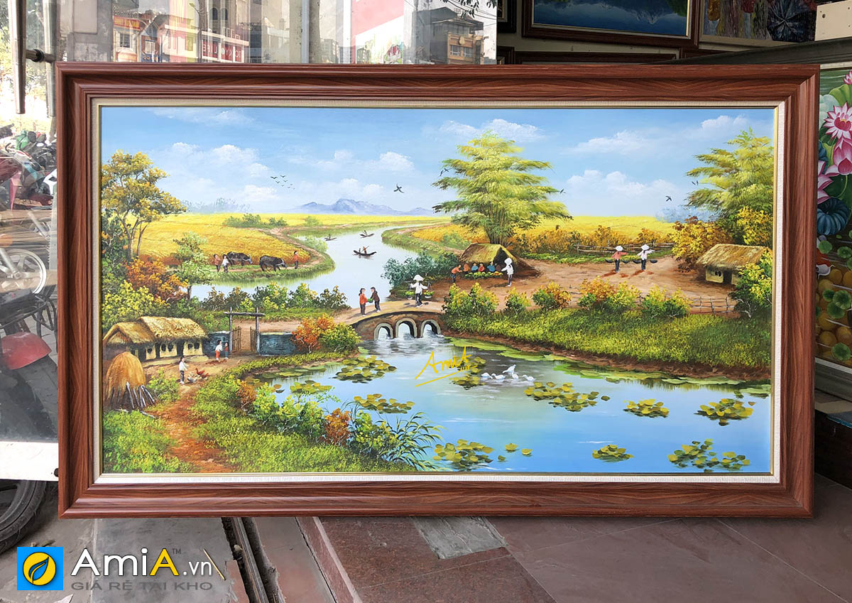 Tranh phong cảnh làng quê Việt Nam vẽ sơn dầu mã TSD 555 - AmiA ...