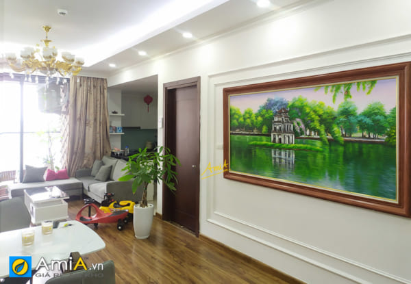 Hình ảnh Tranh phòng khách căn hộ biệt thự đẹp chủ đề Hồ Gươm
