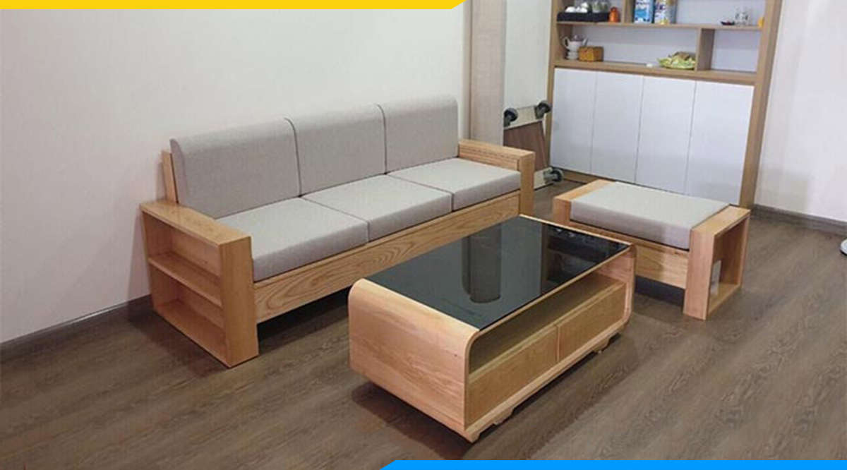 Bộ bàn ghế sofa gỗ phòng khách đơn giản giá rẻ