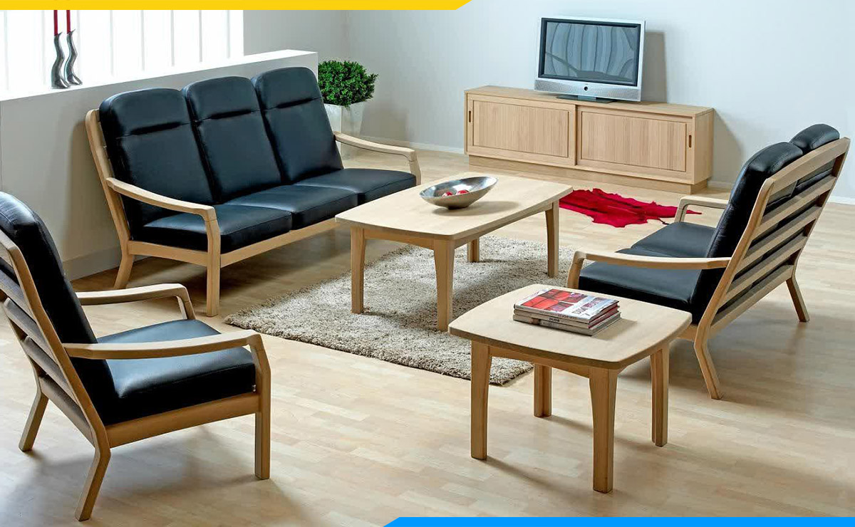 Bàn ghế gỗ đơn giản, thanh lịch cho phòng khách