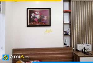 Hình ảnh Bức tranh bình hoa trang trí tường phòng ngủ đẹp sang trọng AmiA BH111