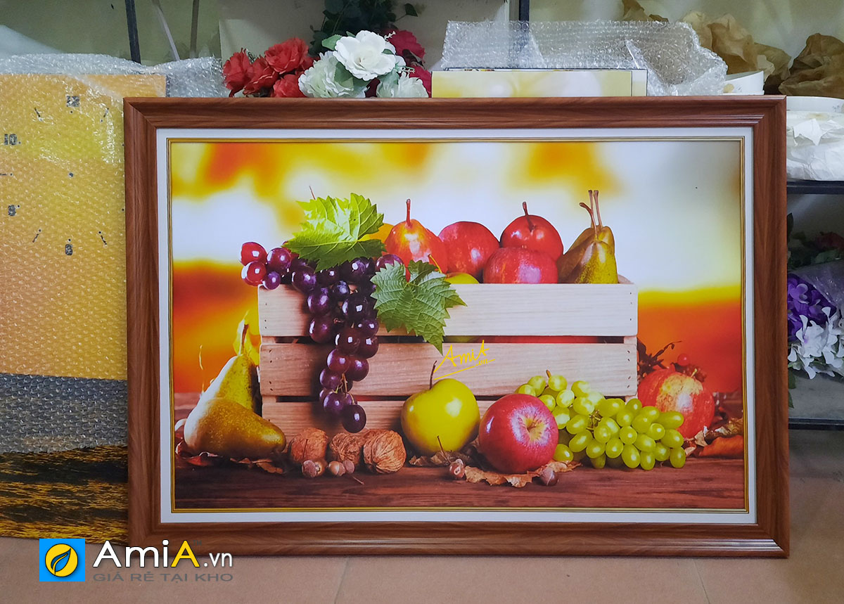 Hình ảnh Bức tranh thùng hoa quả chín mọng treo phòng ăn mã 2046