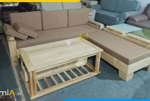 Mẫu sofa gỗ Sồi dạng góc giá rẻ được bán chạy nhất