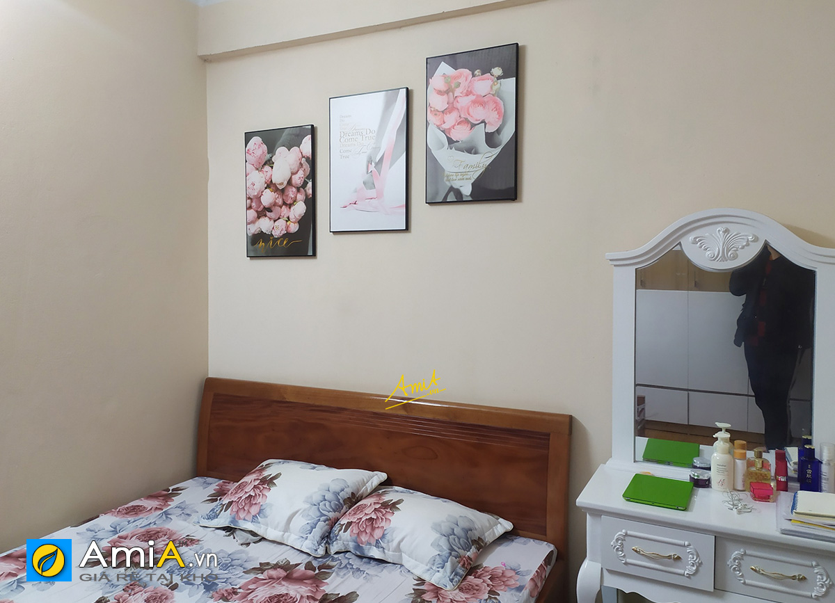 Hình ảnh Tranh hoa mẫu đơn hồng treo tường phòng ngủ đẹp