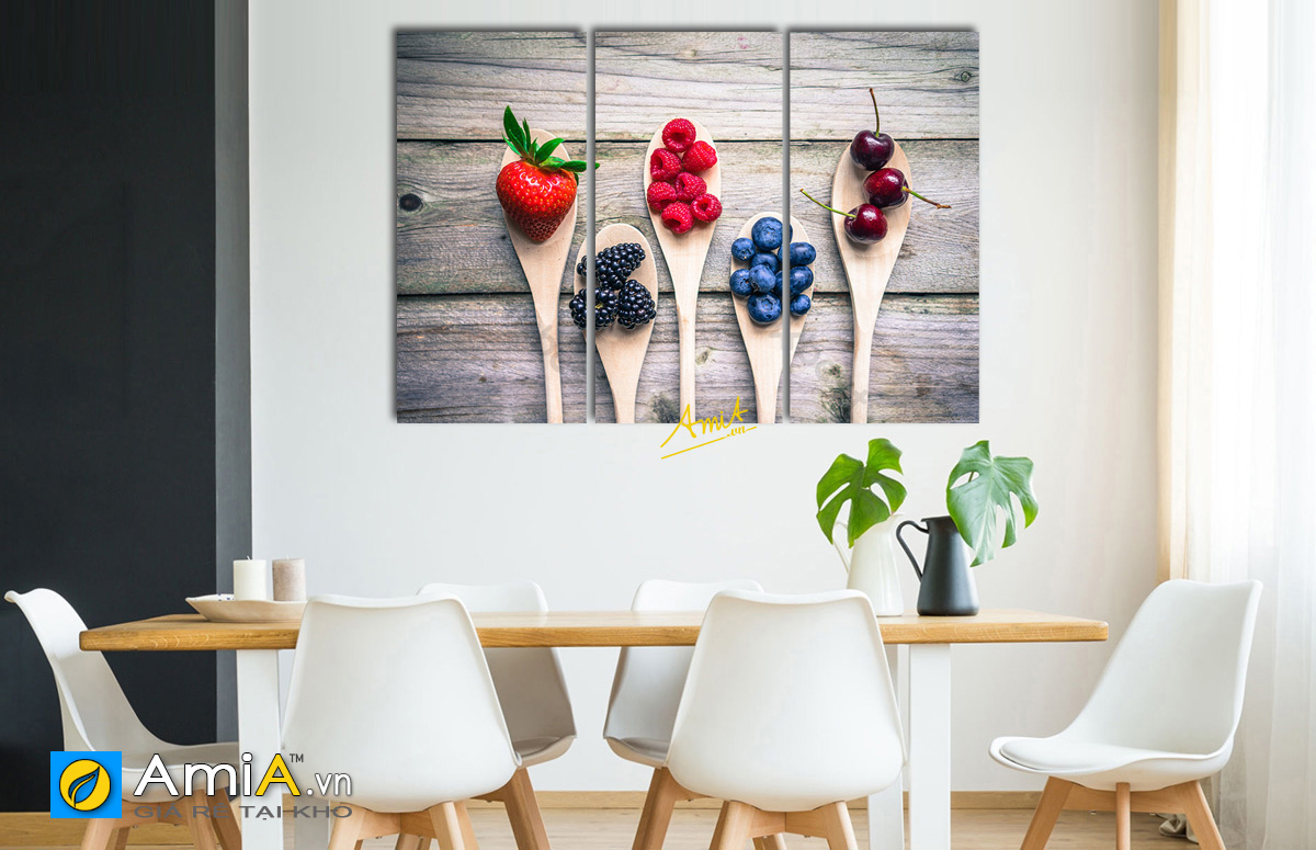 Hình ảnh Tranh phòng ăn đơn giản hiện đại về hoa quả thiết kế ghép bộ