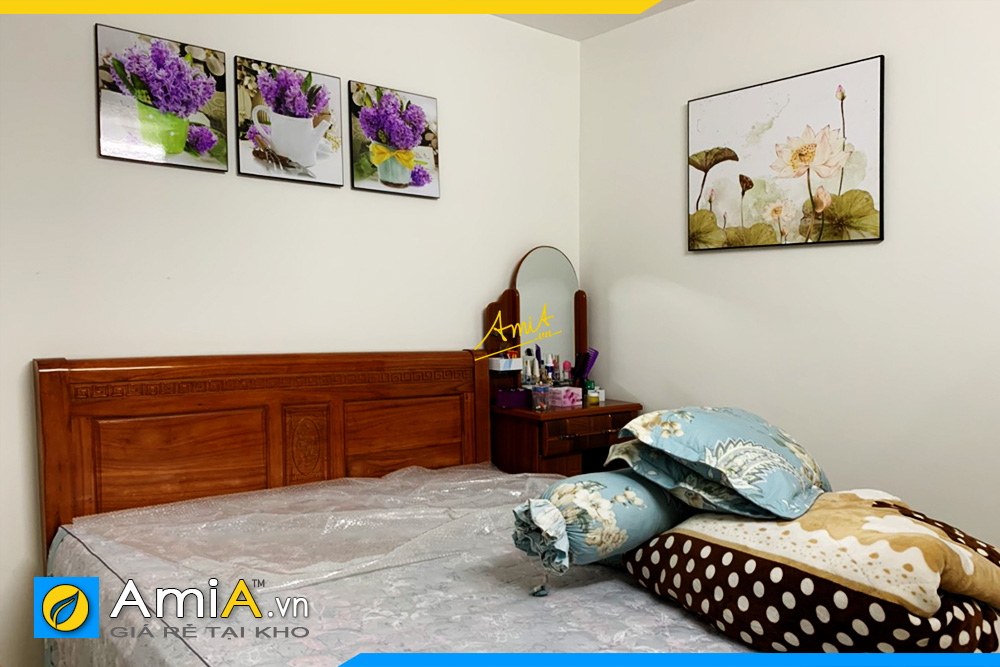 Hình ảnh Tranh phòng ngủ đẹp hoa lá trang trí hiện đại AmiA 1727