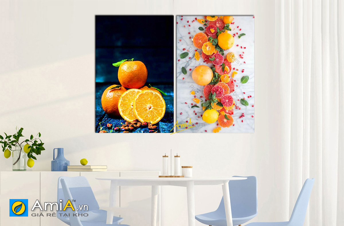 Hình ảnh Tranh treo phòng ăn nhà bếp đẹp chủ đề hoa quả bắt mắt