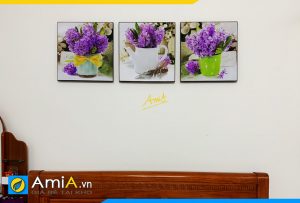 Hình ảnh Tranh treo phòng ngủ giá rẻ bình hoa đẹp hiện đại AmiA 1445
