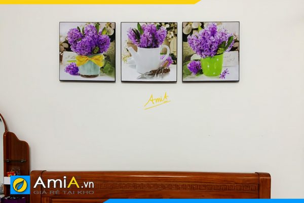 Hình ảnh Tranh treo phòng ngủ giá rẻ bình hoa đẹp hiện đại AmiA 1445