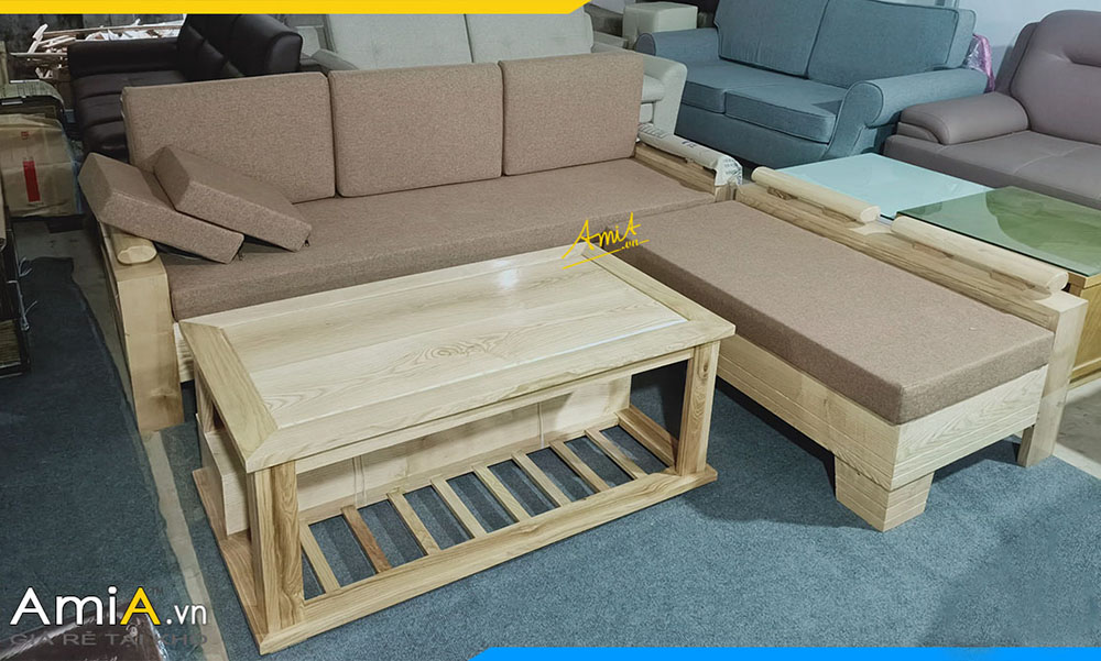 Mẫu sofa gỗ Sồi dạng góc giá rẻ được bán chạy nhất