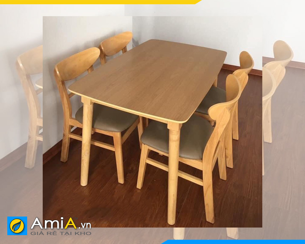 Hình ảnh Bộ bàn ăn gỗ sồi Nga 4 ghế đơn giản mà đẹp hiện đại