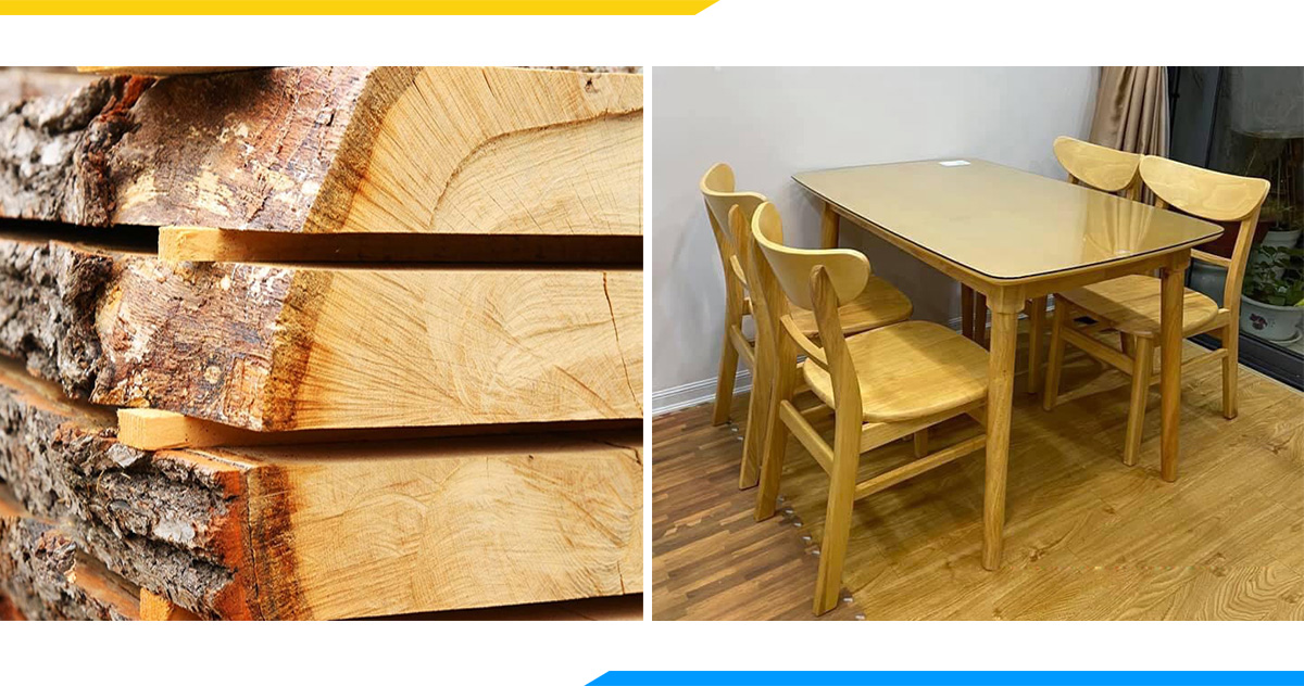 Hình ảnh Bộ bàn ghế ăn gỗ sồi 4 ghế đẹp hiện đại cho phòng ăn nhỏ