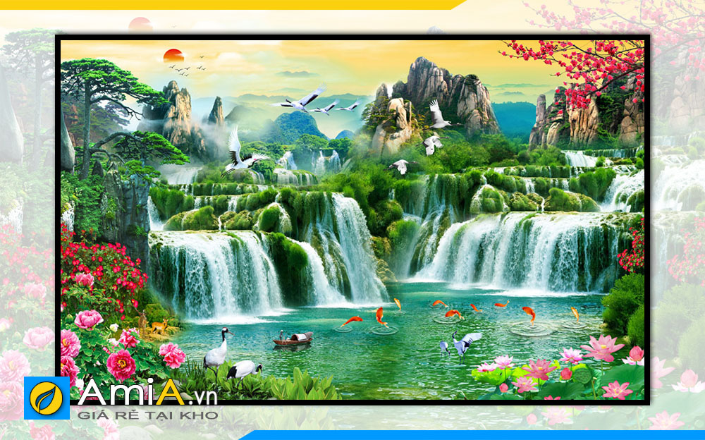 Bức tranh phong cảnh thác nước đẹp ý nghĩa phong thủy OP17046097 - AmiA -  Nội thất đẹp, Giá rẻ tại Kho