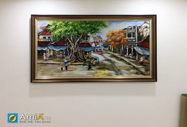 Hình ảnh Bức tranh vẽ phong cảnh phố cổ Hà Nội treo tường đẹp mã tsd 397c