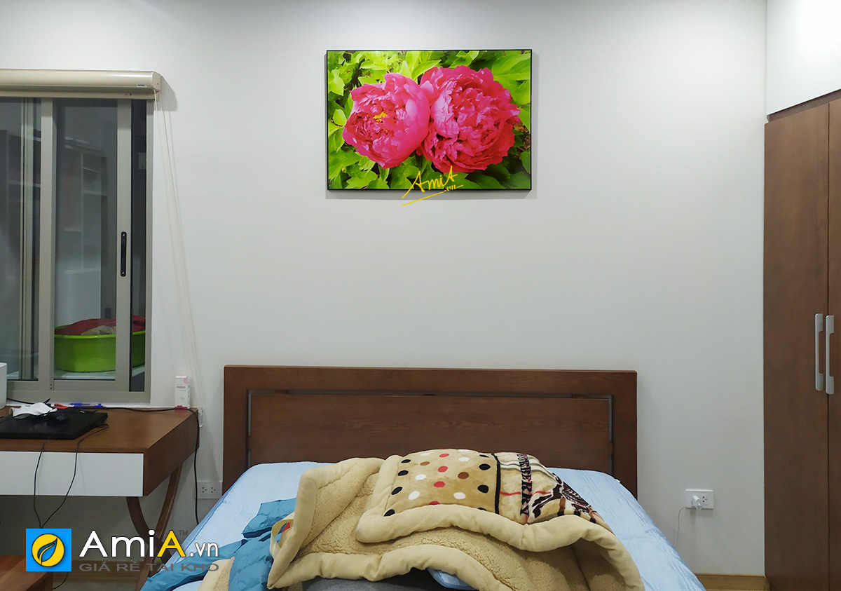 Hình ảnh Tranh 2 bông hoa mẫu đơn treo phòng ngủ ý nghĩa mã MD002