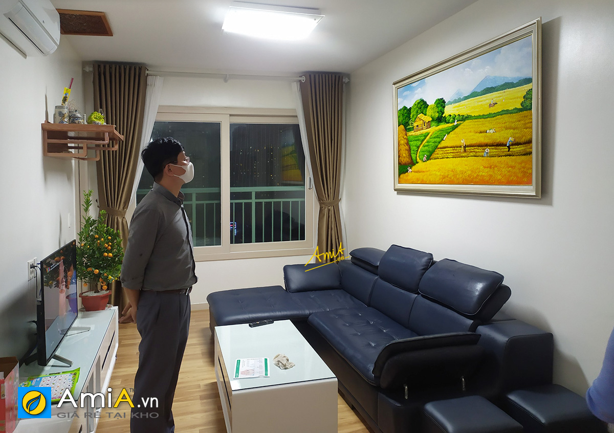 Hình ảnh Tranh đồng quê Việt Nam trang trí phòng khách nhà chung cư mã TSD 584