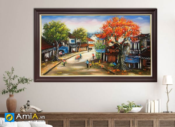 Hình ảnh Tranh phong cảnh đường phố Hà Nội xưa vẽ sơn dầu mã tsd 371a1