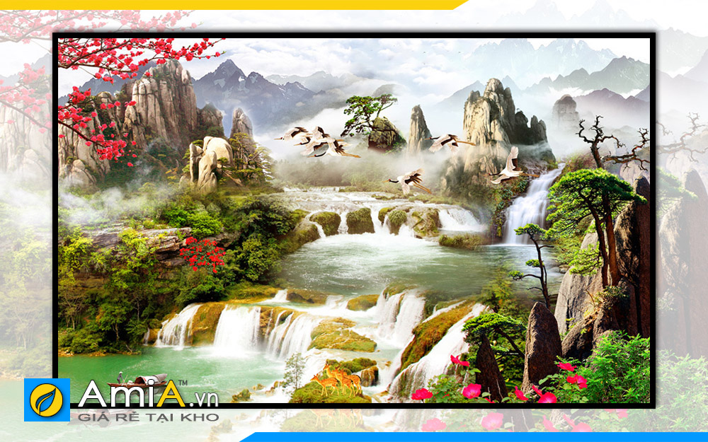 Hình ảnh Tranh phong cảnh thác nước đẹp hùng vĩ treo tường OP15102270