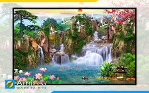 Hình ảnh Tranh thác nước phong thủy đẹp phong cảnh sơn thủy hữu tình OP17648477