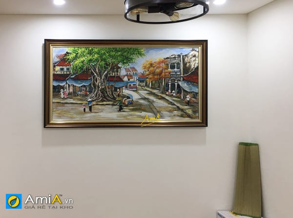 Hình ảnh Tranh treo phòng khách phố Hà Nội đẹp mộc mạc mã tsd 397c