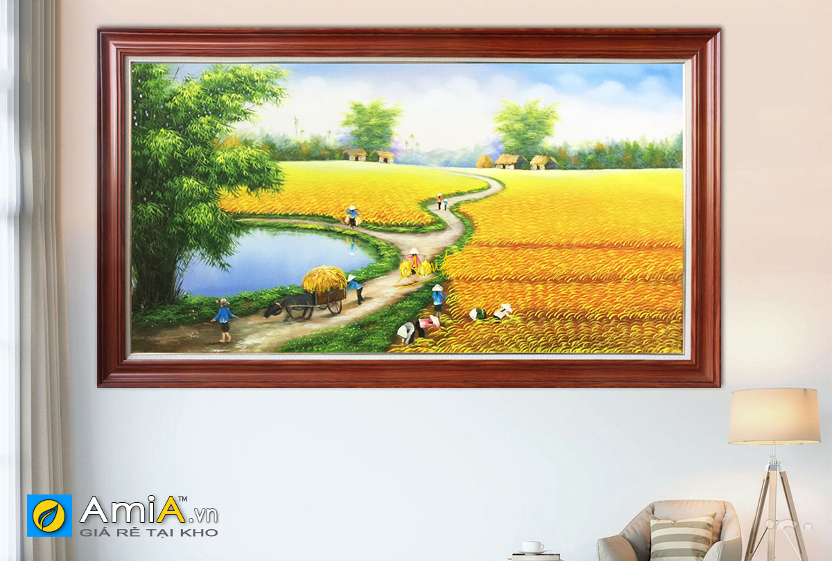 Hình ảnh Tranh treo tường đồng quê Việt Nam vẽ sơn dầu đẹp mã TSD 326b