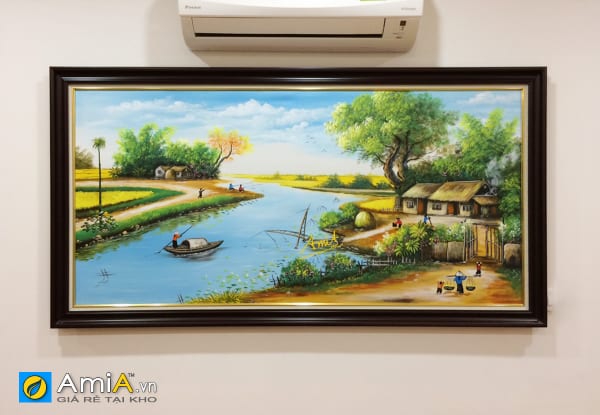 Hình ảnh Tranh vẽ phong cảnh làng quê Việt Nam đẹp ý nghĩa treo tường mã TSD 412