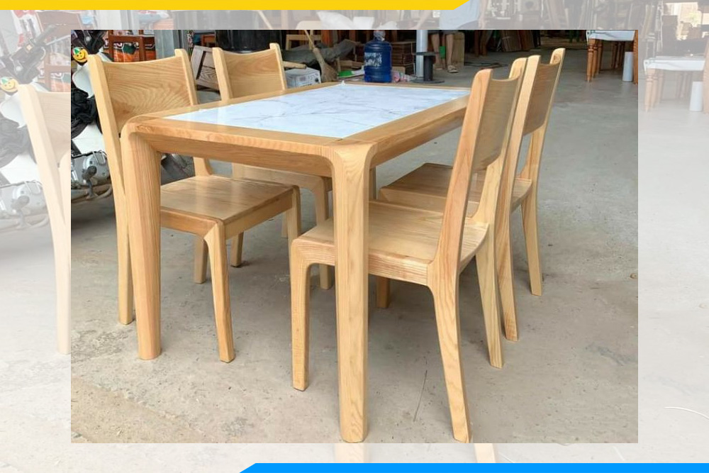 Hình ảnh Bộ bàn ghế ăn gỗ sồi đẹp cho gia đình 4 người hiện đại giá rẻ
