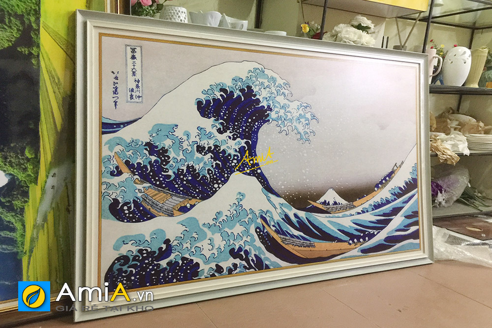 Hình ảnh Bức tranh sóng lừng Nhật Bản đặt làm theo yêu cầu riêng tại AmiA mã AmiA 1546