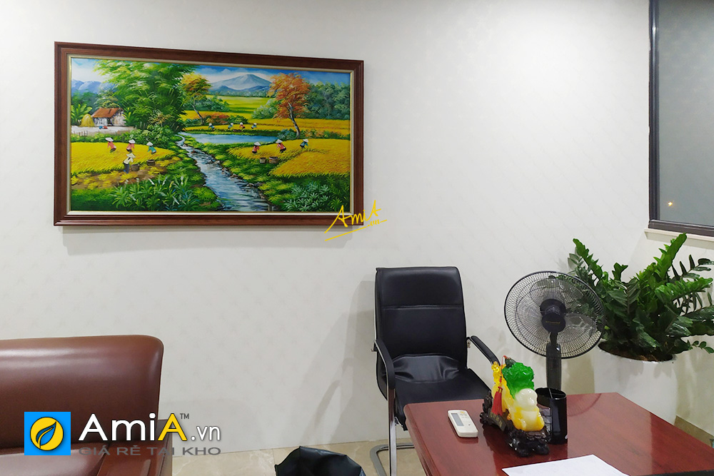 Hình ảnh Bức tranh treo phòng giám đốc chủ đề làng quê vẽ sơn dầu