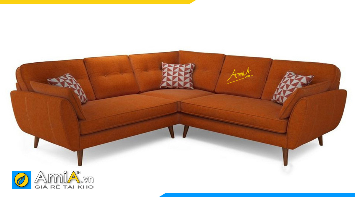 Ghế sofa góc chữ V màu cam nổi bật cho không gian kê nhà bạn