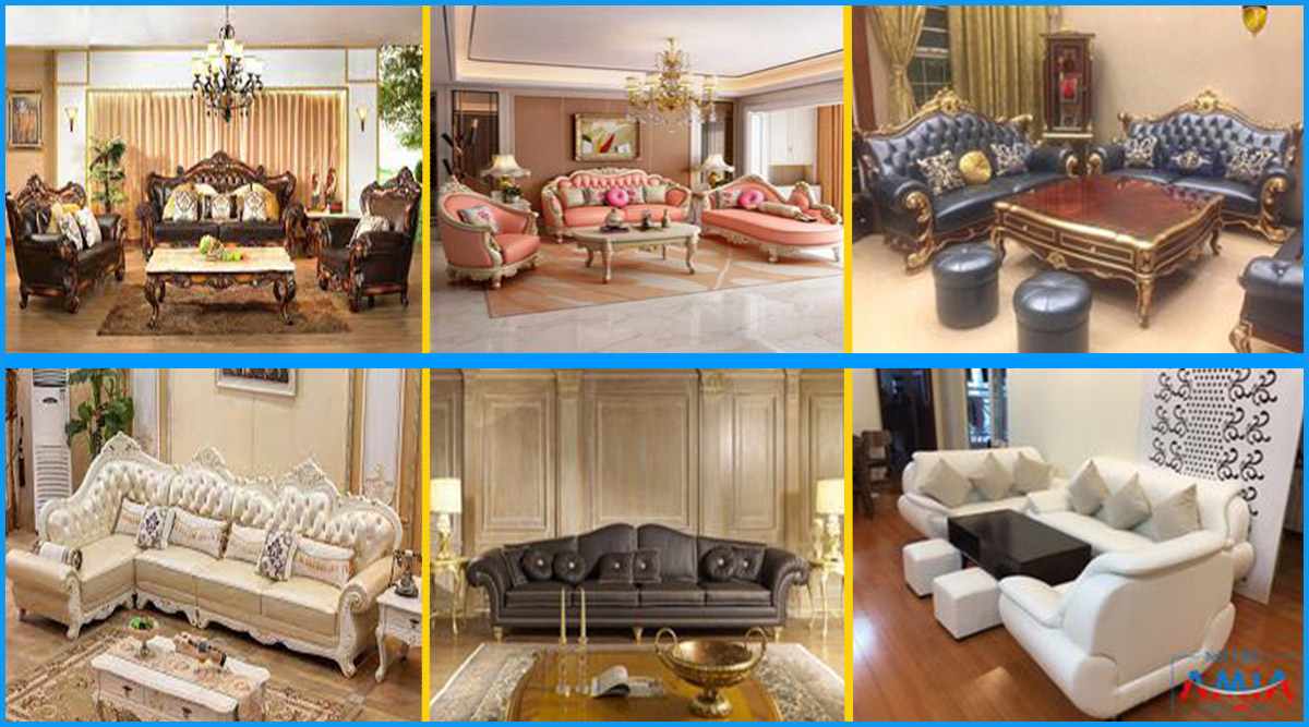 Hình ảnh các mẫu sofa tân cổ điển được ghép bởi cái ghế đơn, ghế văng thành bộ sofa góc