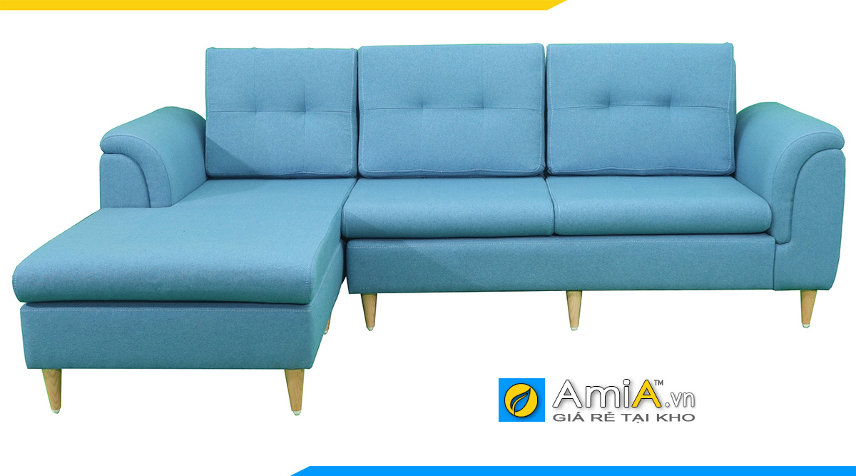 Mẫu ghế sofa góc vải nỉ màu xanh tươi trẻ 1m6 * 2m2 được bán chạy tại AmiA