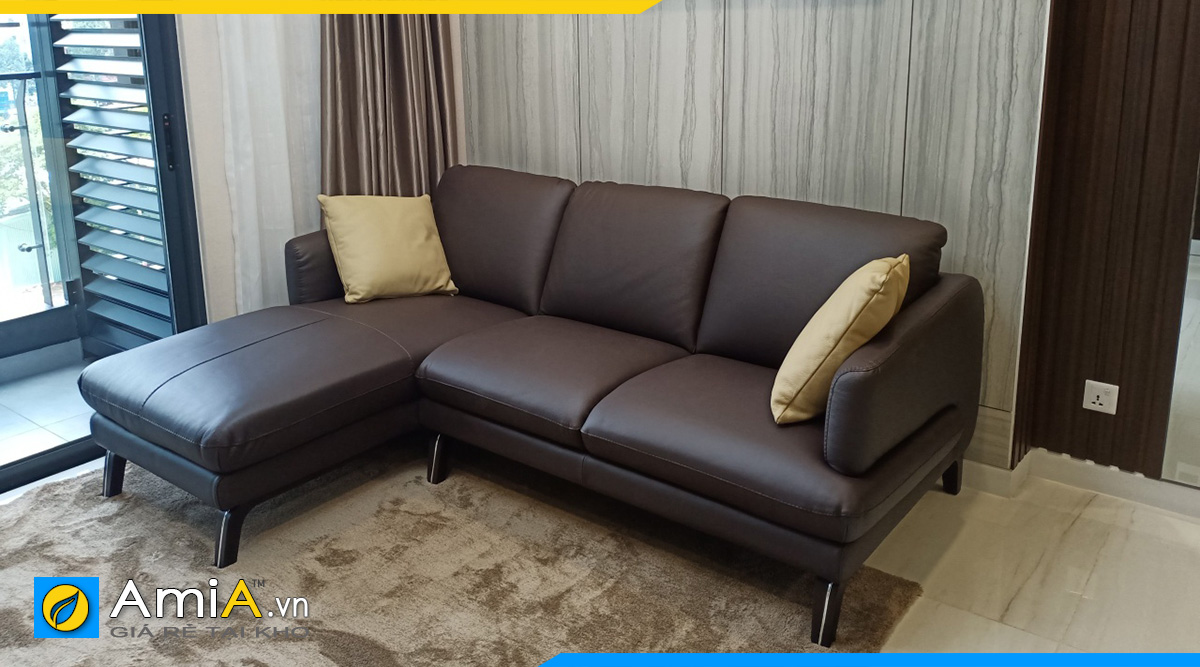 Bộ ghế sofa góc da màu nâu trầm ấm cúng, sang trọng cho ngôi nhà của bạn