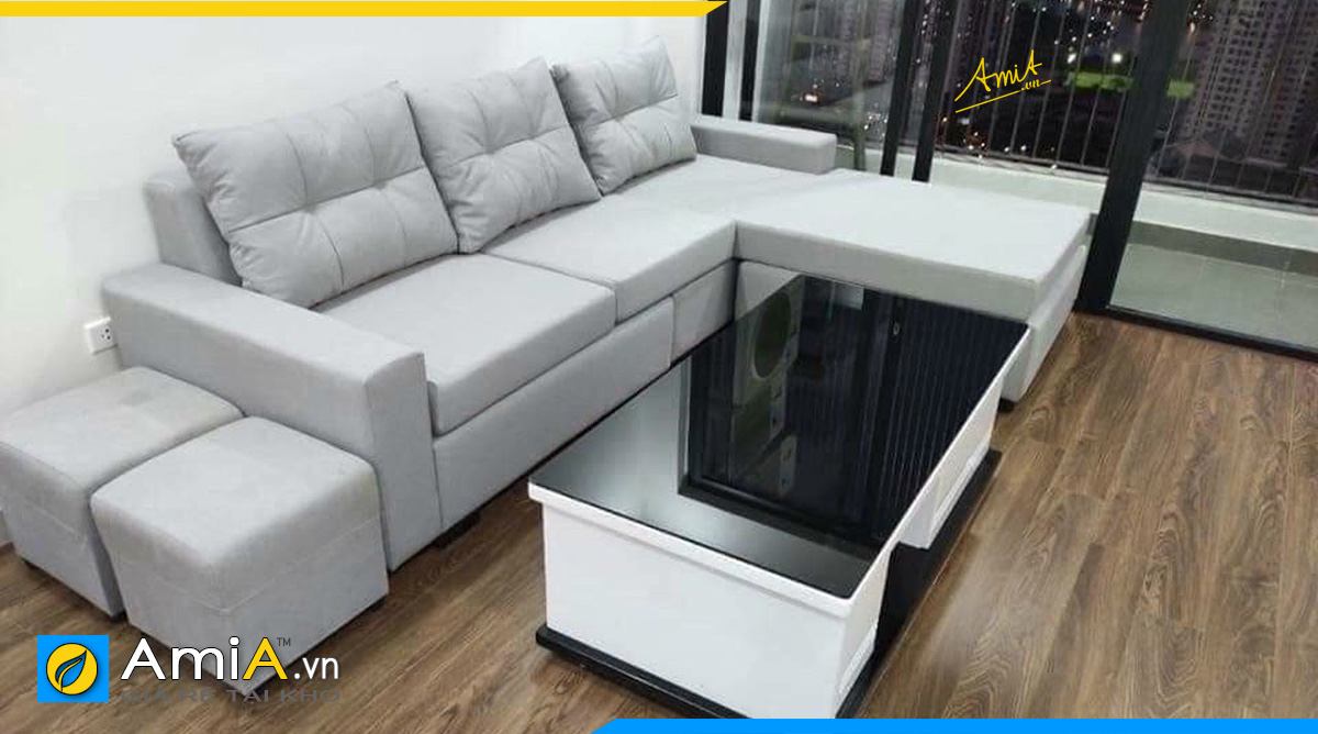 Bộ ghế sofa góc dài 2m4 với màu sắc sáng tự nhiên tạo sự thông thoáng hơn cho không gian